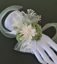 Load image into Gallery viewer, Sage & white preserved flowers corsage AB2171 - School formal, prom, graduation
