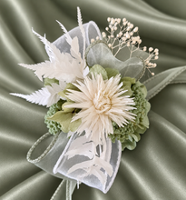Load image into Gallery viewer, Sage & white preserved flowers corsage AB2171 - School formal, prom, graduation