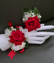 Load image into Gallery viewer, Bright red, green and white corsage & buttonhole AB2172 - School formal, prom, graduation