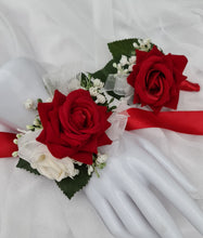 Load image into Gallery viewer, Bright red, green and white corsage & buttonhole AB2172 - School formal, prom, graduation