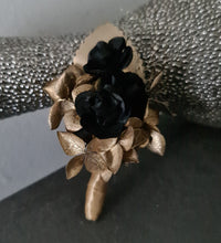 Load image into Gallery viewer, Gracefull dainty Gold and black Everlasting flowers corsage & buttonhole set AB2174 - School formal, prom, graduation