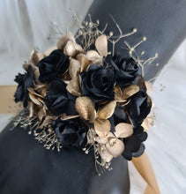 Load image into Gallery viewer, Gracefull dainty Gold and black Everlasting flowers corsage & buttonhole set AB2174 - School formal, prom, graduation