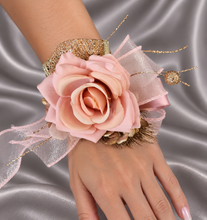 Load image into Gallery viewer, Blush & gold everlasting flowers corsage AB2175 - School formal, prom, graduation