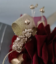 Load image into Gallery viewer, Burgundy and gold everlasting flowers corsage & buttonhole AB2176 - School formal, prom, graduation