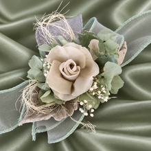 Load image into Gallery viewer, Gray sage green preserved flowers corsage & buttonhole AB2179 - School formal, prom, graduation