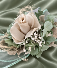 Load image into Gallery viewer, Gray sage green preserved flowers corsage & buttonhole AB2179 - School formal, prom, graduation