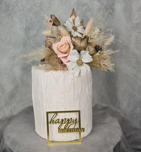 Load image into Gallery viewer, Everlasting flowers blush, champagne gold & neutral cake topper AB2180
