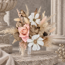 Load image into Gallery viewer, Everlasting flowers blush, champagne gold & neutral cake topper AB2180