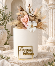 Load image into Gallery viewer, Everlasting flowers blush, champagne gold & neutral cake topper AB2180