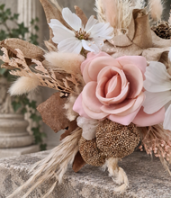 Load image into Gallery viewer, Everlasting flowers blush, champagne gold & neutral cake topper AB2180