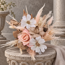 Load image into Gallery viewer, Everlasting flowers blush, champagne gold & neutral cake topper AB2180