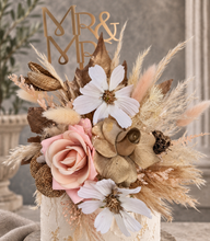 Load image into Gallery viewer, Everlasting flowers blush, champagne gold & neutral cake topper AB2180