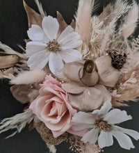 Load image into Gallery viewer, Everlasting flowers blush, champagne gold & neutral cake topper AB2180