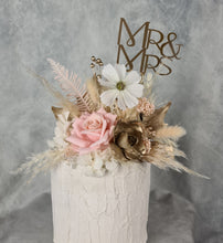 Load image into Gallery viewer, Everlasting flowers blush, champagne gold & neutral cake topper AB2181