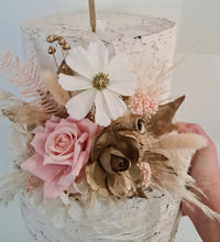 Load image into Gallery viewer, Everlasting flowers blush, champagne gold & neutral cake topper AB2181