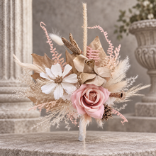 Load image into Gallery viewer, Everlasting flowers blush, champagne gold & neutral cake topper AB2182