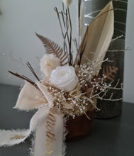Load image into Gallery viewer, Mini white preserved peony in wooden pot – AB2188