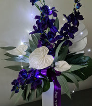 Load image into Gallery viewer, Singapore orchids & anthurium flowers with lights flowers arrangement – AB2190