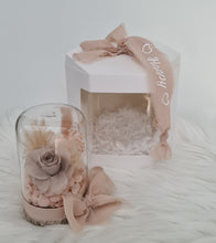 Load image into Gallery viewer, Mini glass flower dome w mini preserved nude rose – AB2197