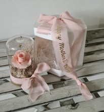 Load image into Gallery viewer, Mini glass flower dome w mini preserved blush rose – AB2198