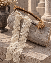 Load image into Gallery viewer, Brown baby’s breath / gypsophila flower crown with lace ribbon