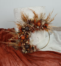 Load image into Gallery viewer, Rustic Floral cake hoop combination of preserved & dry flowers