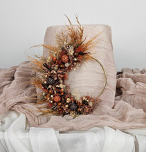 Load image into Gallery viewer, Rustic Floral cake hoop combination of preserved & dry flowers