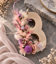 Load image into Gallery viewer, Preserved Everlasting flowers letter B - 15cm - Gold & purple