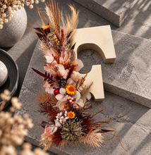 Load image into Gallery viewer, Preserved Everlasting flowers letter F - 15cm - Rustic Gold