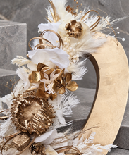 Load image into Gallery viewer, Preserved Everlasting flowers letter D - 15cm - Champagne Gold & White