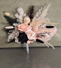 Load image into Gallery viewer, Floral cake topper in black, nude & soft pink/peach tones
