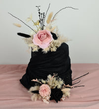 Load image into Gallery viewer, 2 x Floral cake topper in black, neutral & soft pink tones