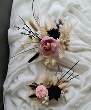 Load image into Gallery viewer, 2 x Floral cake topper in black, neutral & soft pink tones