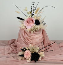 Load image into Gallery viewer, 2 x Floral cake topper in black, neutral & soft pink tones