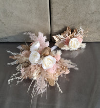 Load image into Gallery viewer, Double cake topper in blush, neutral & gold colours