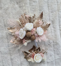 Load image into Gallery viewer, Double cake topper in blush, neutral & gold colours