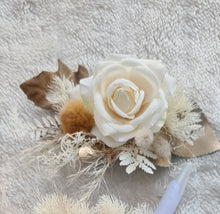 Load image into Gallery viewer, Double floral cake topper in champagne gold & warm tones