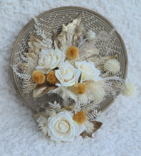 Load image into Gallery viewer, Double floral cake topper in champagne gold & warm tones