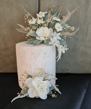 Load image into Gallery viewer, Double floral cake topper green & neutral colours