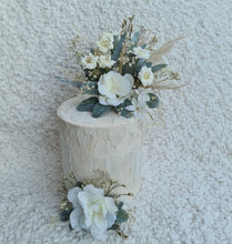 Load image into Gallery viewer, Double floral cake topper green & neutral colours