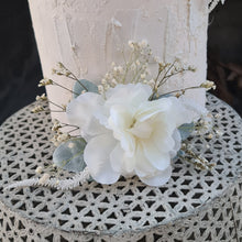 Load image into Gallery viewer, Double floral cake topper green & neutral colours