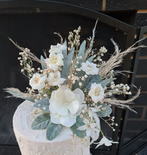 Load image into Gallery viewer, Double floral cake topper green & neutral colours