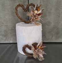 Load image into Gallery viewer, Double love hearth cake topper - Rustic flowers