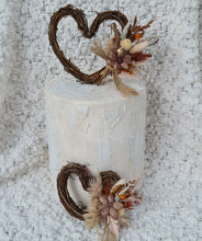 Load image into Gallery viewer, Double love hearth cake topper - Rustic flowers