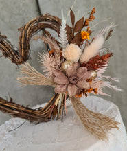 Load image into Gallery viewer, Double love hearth cake topper - Rustic flowers