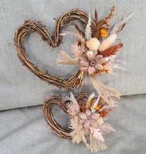 Load image into Gallery viewer, Double love hearth cake topper - Rustic flowers