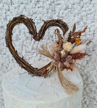Load image into Gallery viewer, Double love hearth cake topper - Rustic flowers