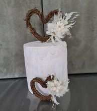 Load image into Gallery viewer, Double love hearth cake topper - Boho everlasting flowers