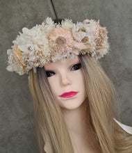 Load image into Gallery viewer, Boho Blush Everlasting preserved flowers crown / dog collar