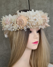 Load image into Gallery viewer, Boho Blush Everlasting preserved flowers crown / dog collar